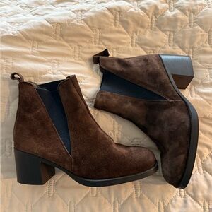 Classic Brown Suede Chelsea Ankle Boots - Women